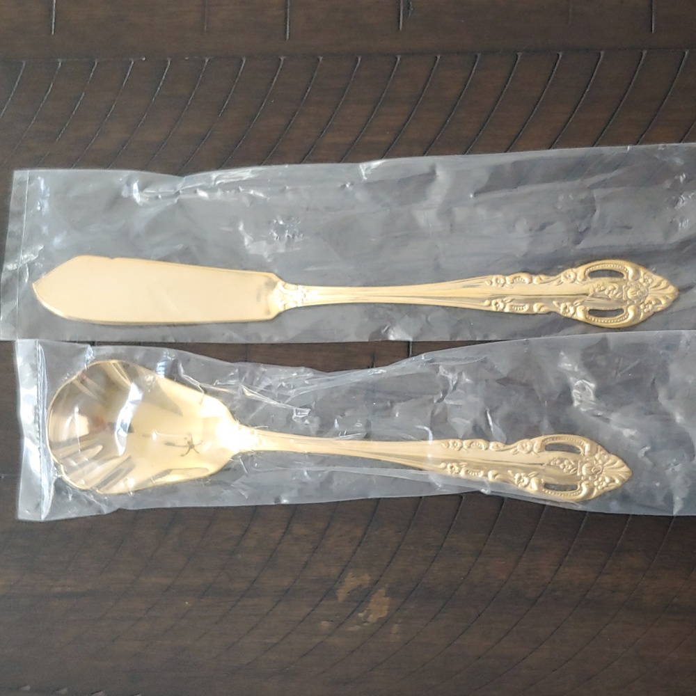Elegant Gold Plated Serving Utensils Set